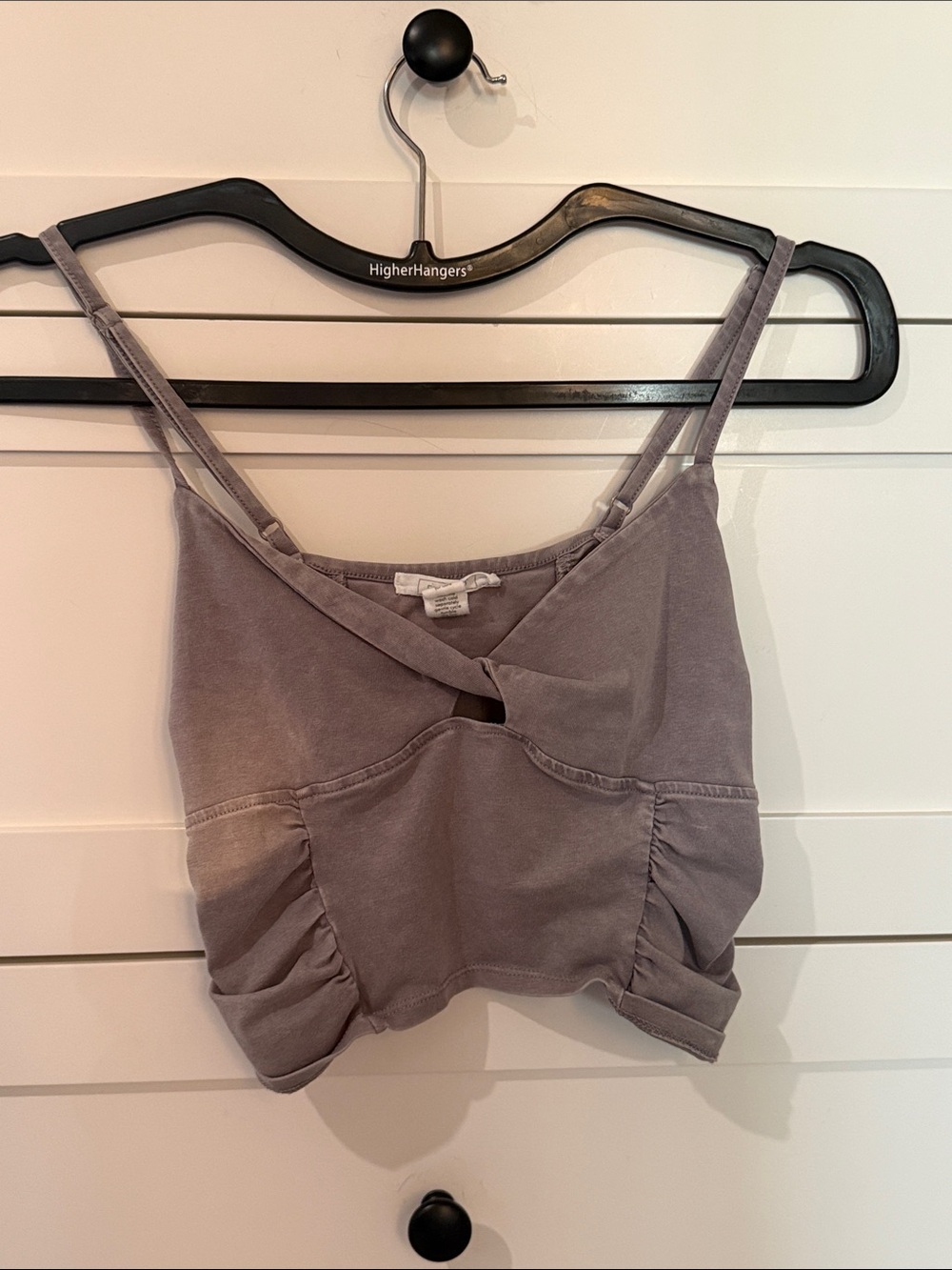 Tilly's Lavender Gray Twist-Front Cropped Cami